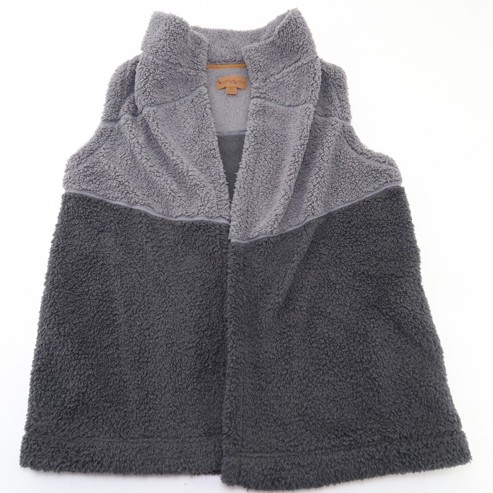 Koolaburra Ugg Sherpa Open Vest Two Tone Gray Fuzzy‎ Cozy Long Size M
